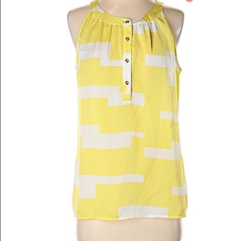 Sleeveless Banana Republic yellow/white top